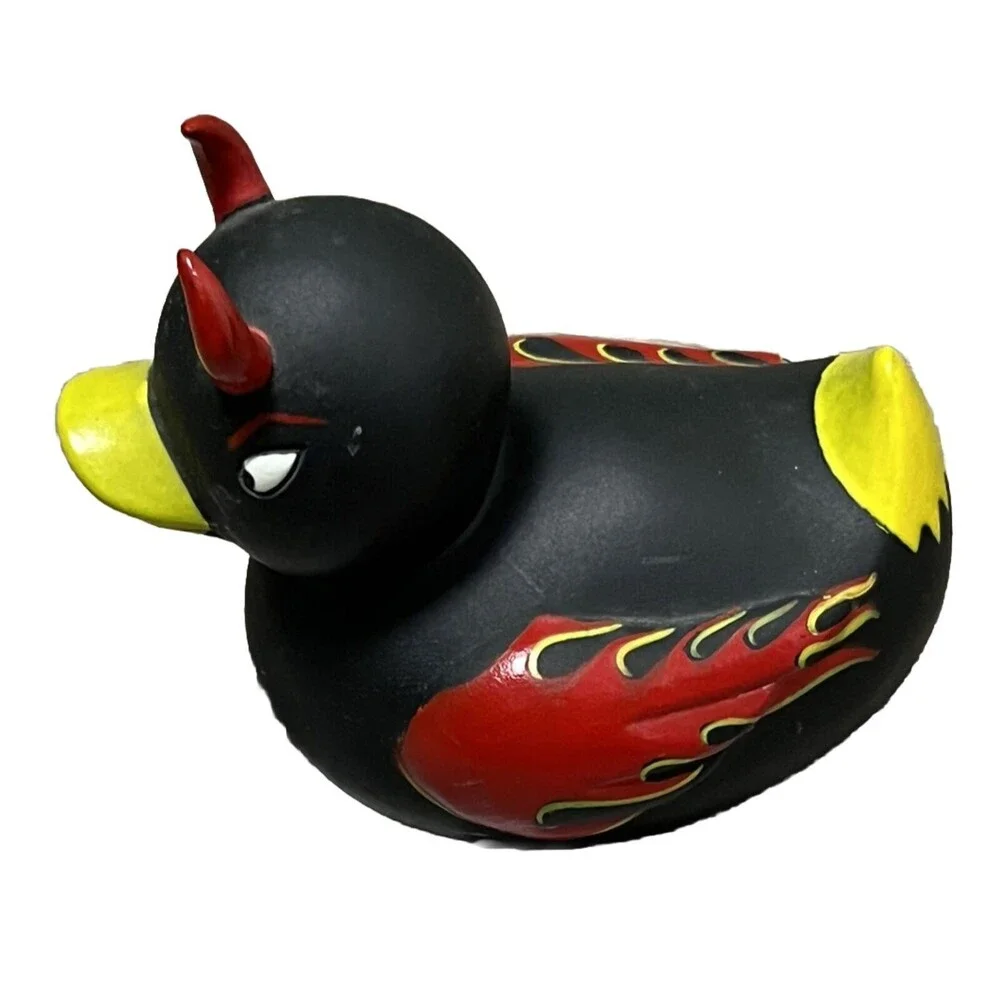 Hot Rod Rubber Duck Evil Ducky Toy Flame Vintage 2000 Devil Duckie Accoutrements